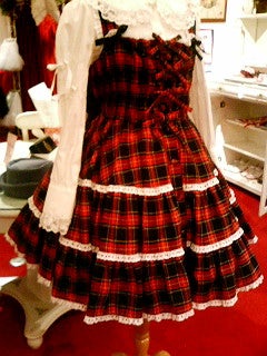 Shirring Tiered Ribbon JSK (Tartan Check) by Metamorphose Temps de