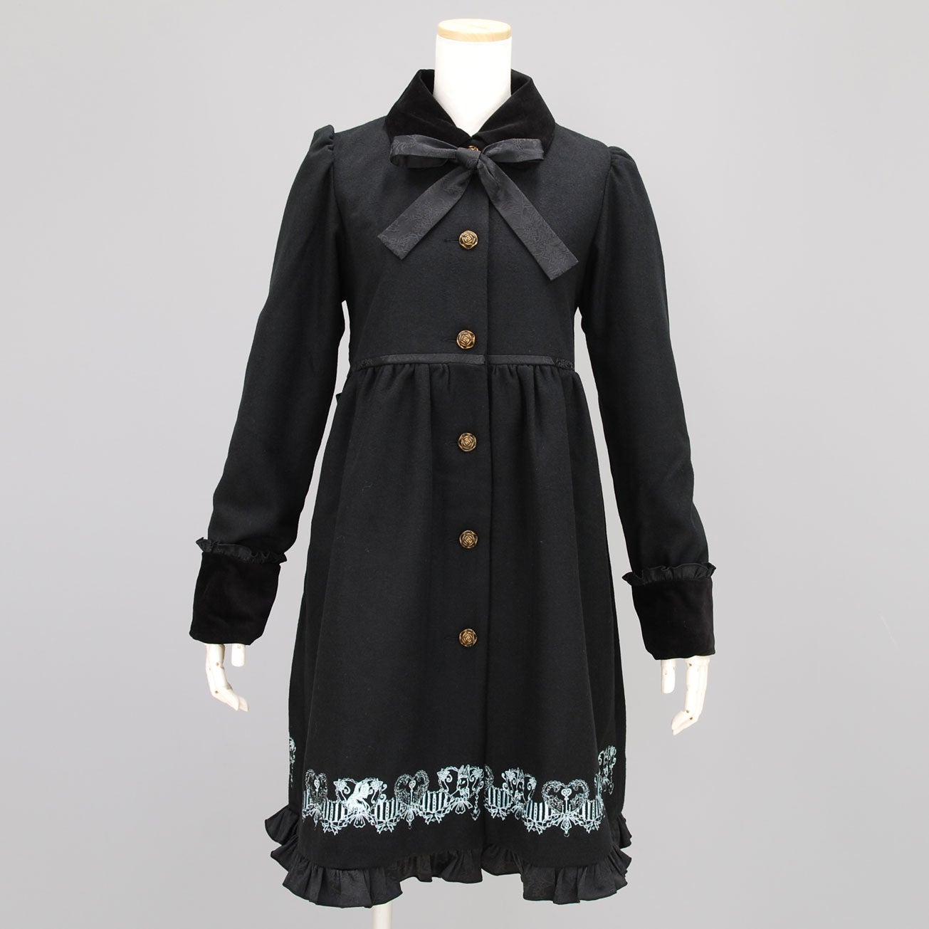 FRILL Ribbon & Embroidery A-line Coat by h.NAOTO