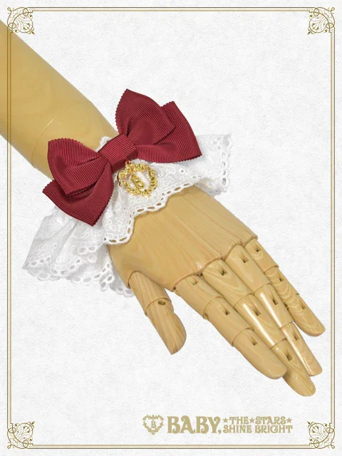 うさくみゃレース お袖留め 生成レース×ピンクリボン Usakumya Cotton Lace Cuffs by Baby, the Stars Shine Bright