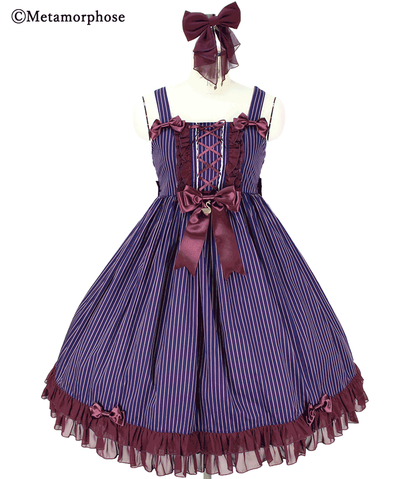 morphose Britishレジメンストライプ リボンJSK British Regimental Stripe High Waist JSK Set by Metamorphose Temps