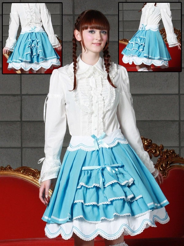 Side Frill Pleated Skirt (g1014-g1016) by Bodyline