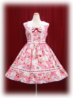 Strawberry Letters Print Hem Scallop JSK by Baby, the Stars Shine