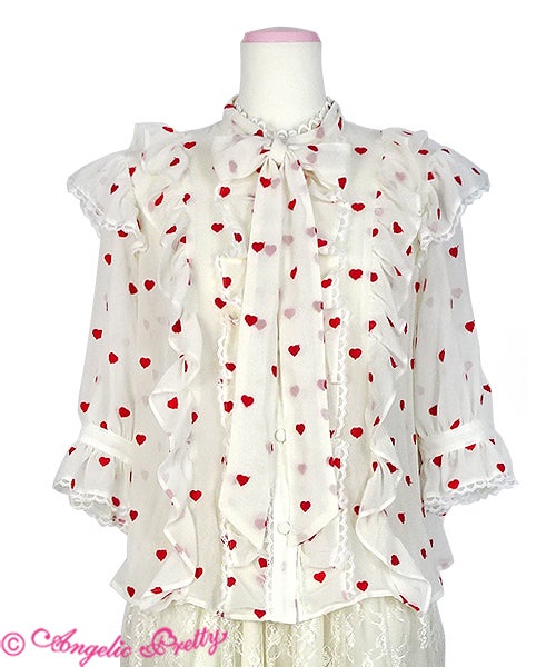 トップス Angelic Pretty Petit Heartブラウス シロ赤