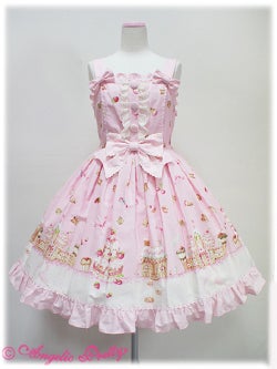 Angelic Pretty お菓子の国柄JSK オフホワイト Country of Sweets Shirring JSK (2011) by Angelic Pretty