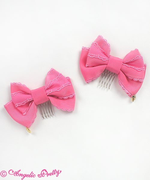 angelicpretty リボンコーム3種類 Logo Heart Charm Ribbon Comb (2017) by Angelic Pretty