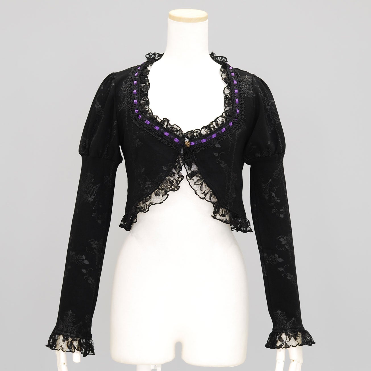 FRILL Ribbon and Embroidered Bolero Cardigan by h.NAOTO