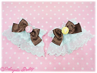 Polka Dot Chocolate Button Wrist Cuffs by Angelic Pretty