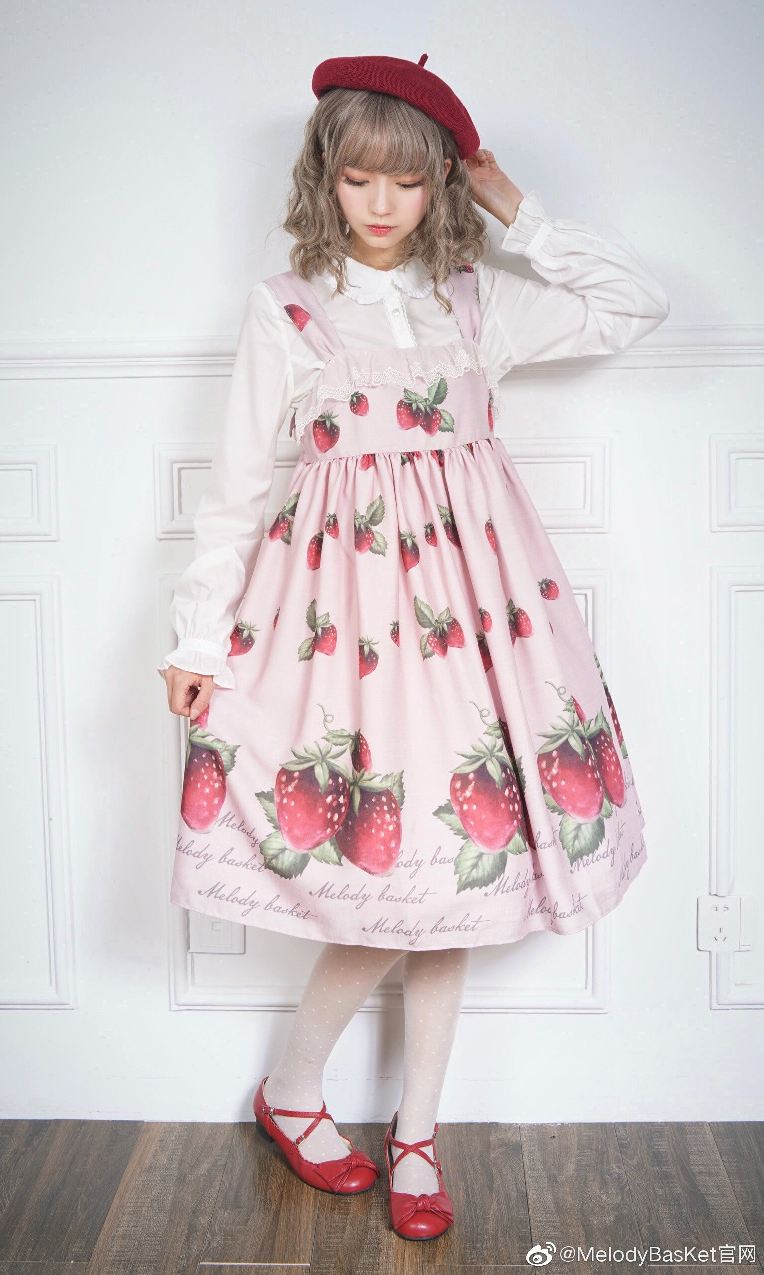 Natural Strawberry Lace JSK by Melody BasKet