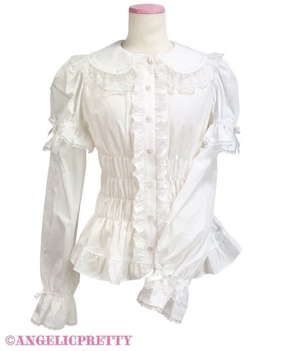 Angelic Pretty ハニーシャーリング付け袖ブラウス 白 シロ Honey Shirring Sleeve Blouse by Angelic Pretty