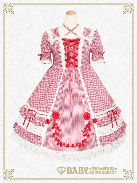 Gingham Check Creeping Rose Doll OP Set (2023) by Baby, the Stars