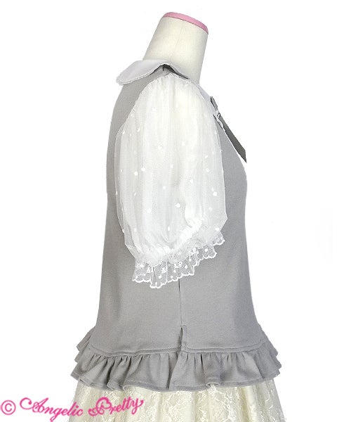 Logo Embroidery Color Short Sleeve Cutsew by Angelic Pretty