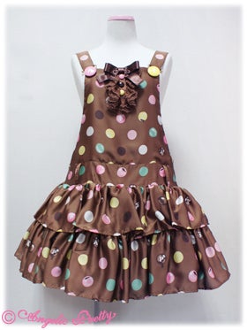 Polka Dot Chocolate Salopette by Angelic Pretty