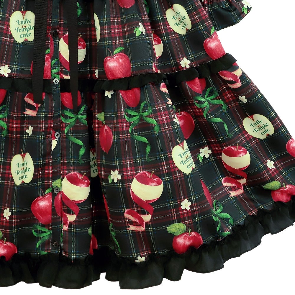 Tartan Ribbon Apple Long OP by Emily Temple Cute