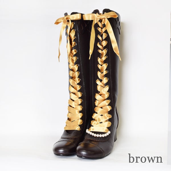 Ribbon Lace-Up Boots by Emily Temple Cute