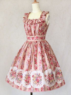 Rose Bouquet Stripe Frill JSK by Victorian Maiden