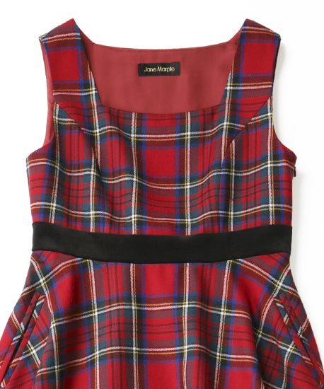 Wool Tartan & Velvet Ribbon JSK by Jane Marple
