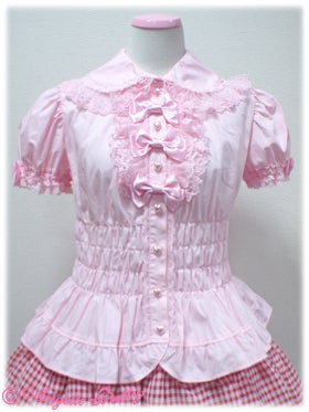 Triple Ribbon Jabot Shirring Blouse by Angelic Pretty