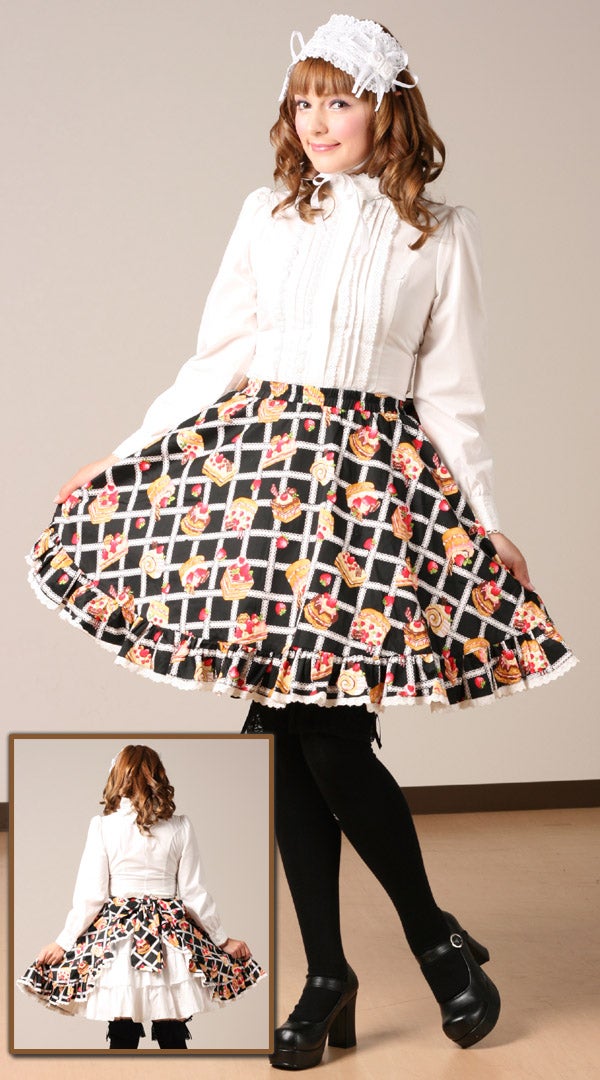 Plaid Cake Print Skirt (g143-g145) by Bodyline