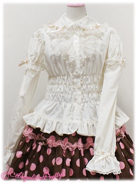 Ribbon-chan Shirring Blouse with Detachable Sleeves by Angelic Pretty