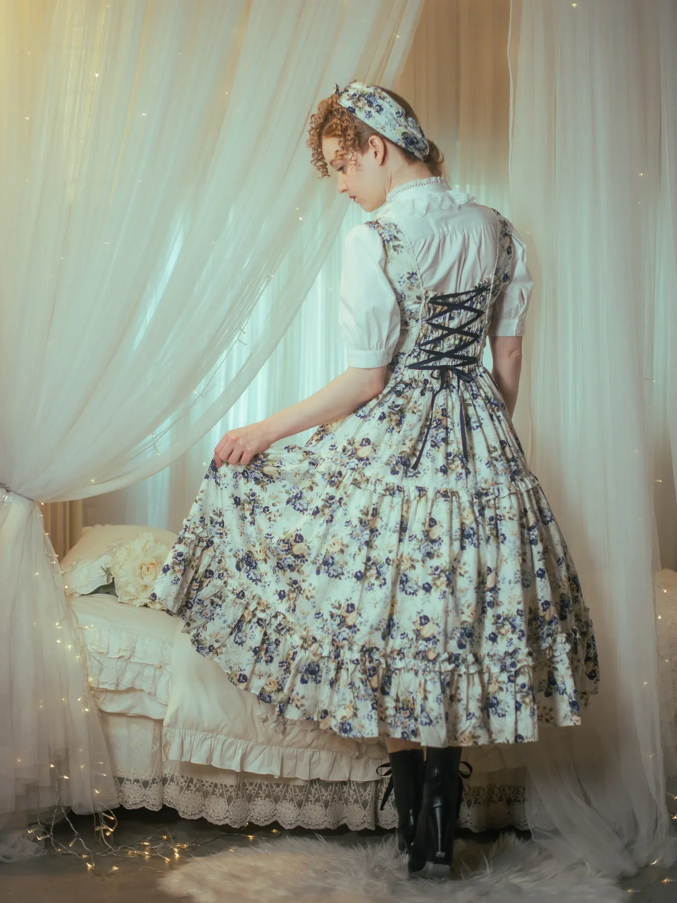 Antique Rococo Bouquet Apron JSK by Victorian Maiden