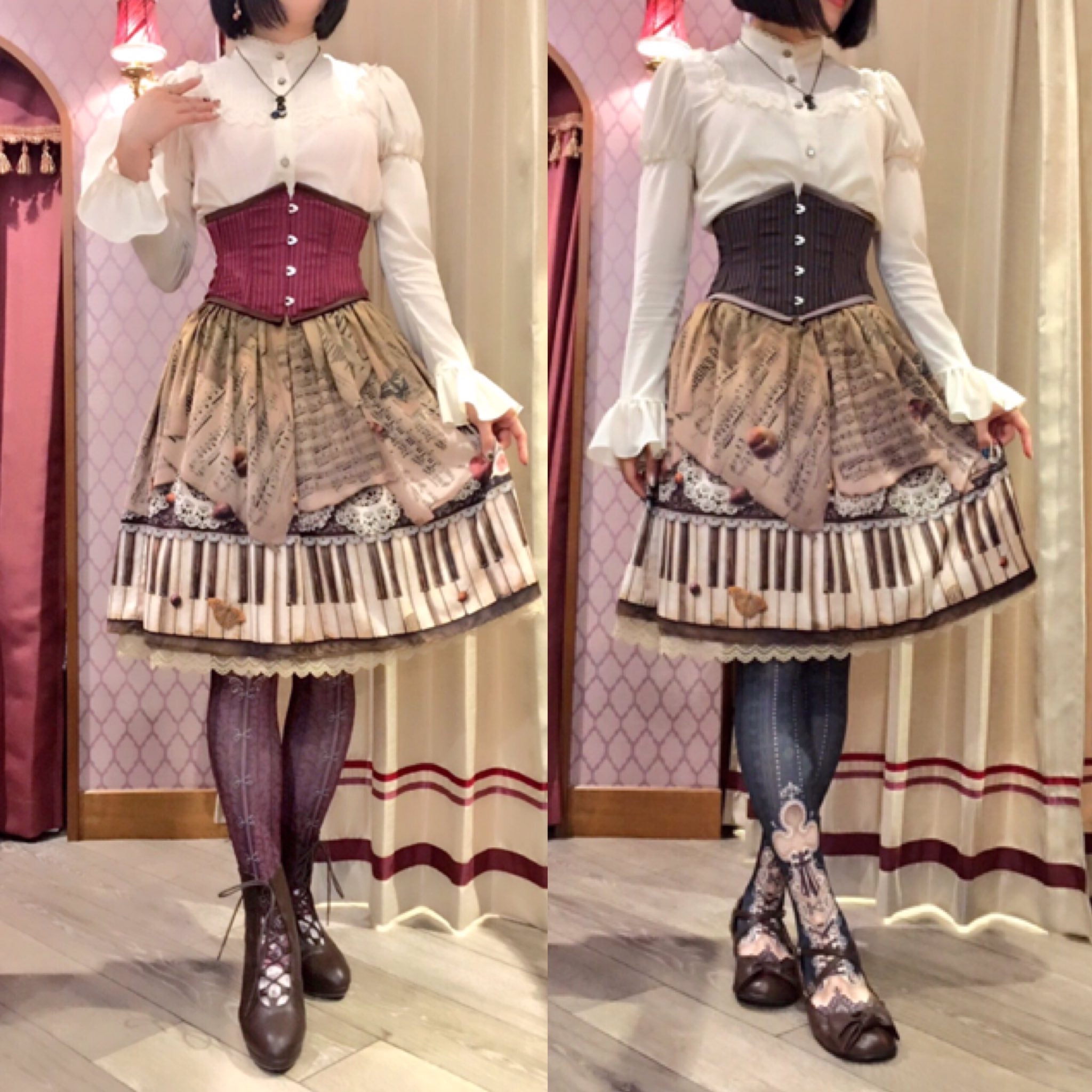 abilletage ~ Antique Piano Skirt (Medium Length) by Indie Brand