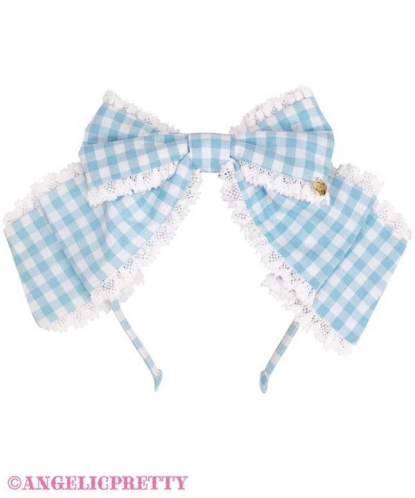 Humming Ribbon Head Bow (Gingham) by Angelic Pretty