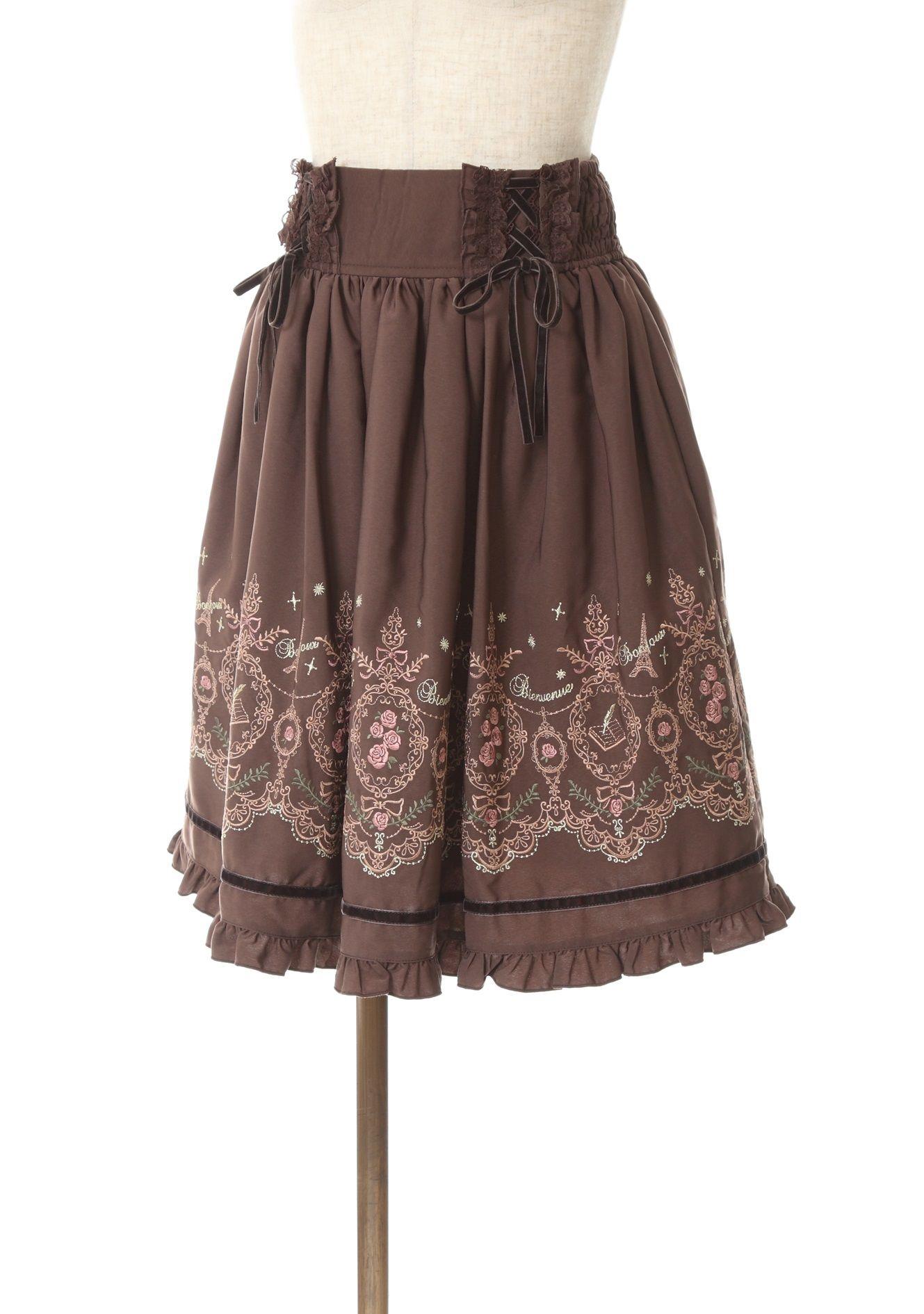 Color Embroidery Lace Up Skirt by Axes Femme