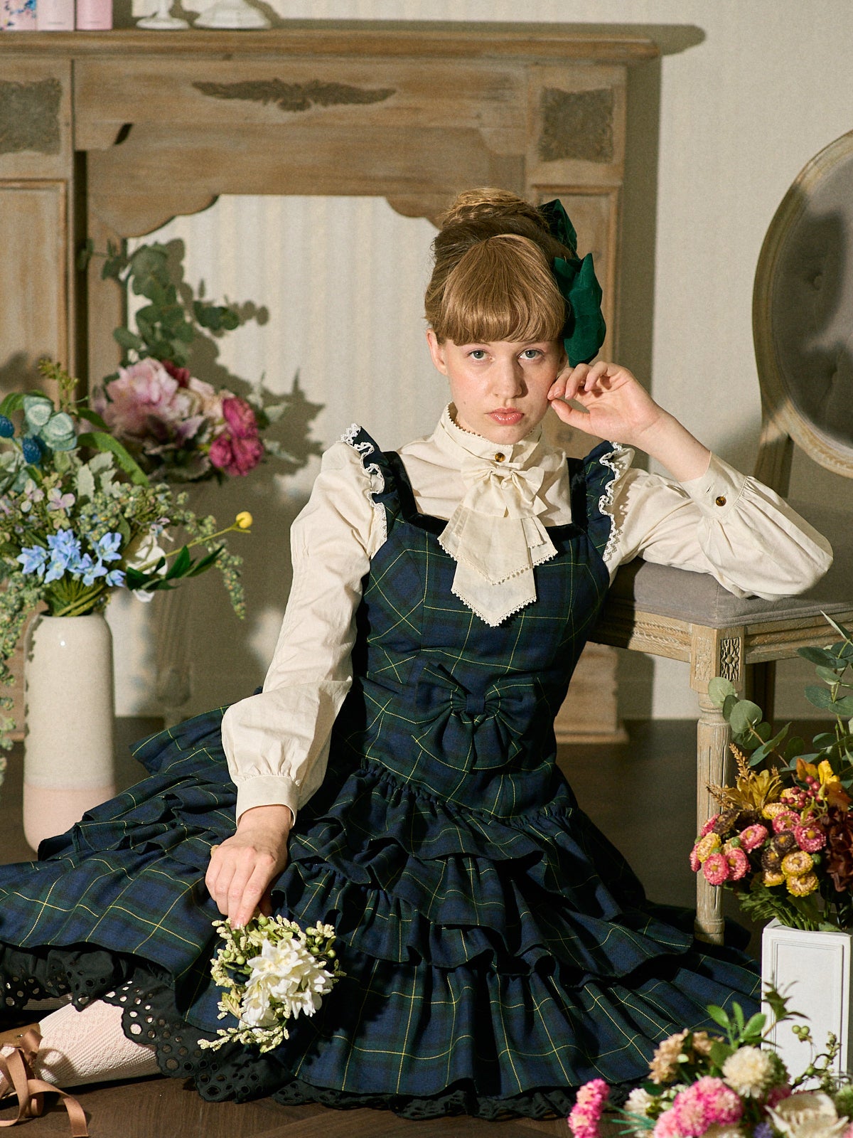 Victorian maiden ワルツオブスノースカート ウィンターリーフ Victorian Tartan Ruffle JSK by Victorian Maiden