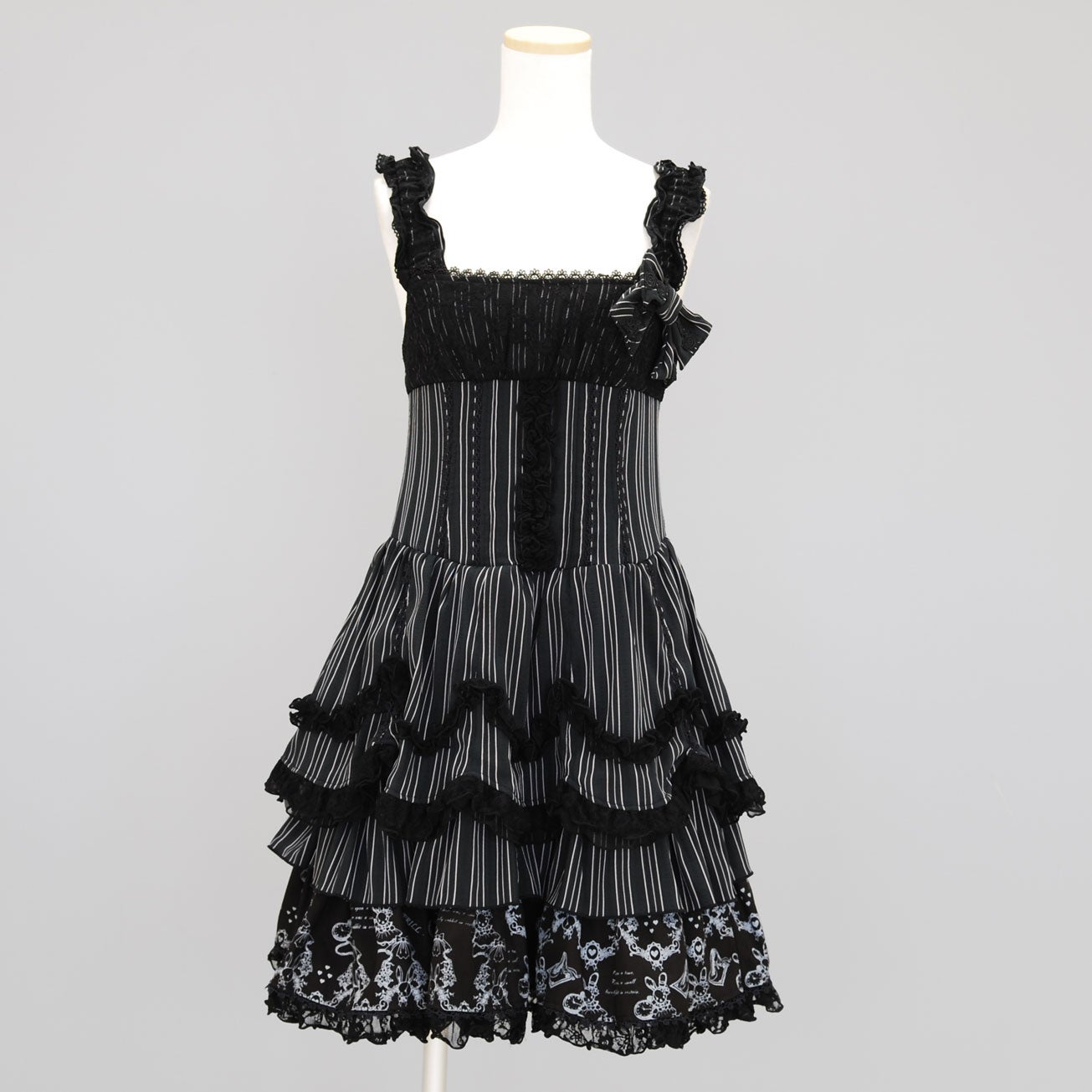 FRILL Stripe OP with Ribbon by h.NAOTO