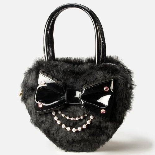 Heart Enamel Fur Bag by Angelic Pretty