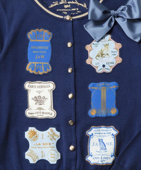 Jane Marple Cartes À Fils 糸巻 スカート ネイビー Cartes à Fils Decoupage Cardigan by Jane Marple