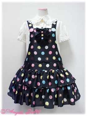 Polka Dot Chocolate Salopette by Angelic Pretty