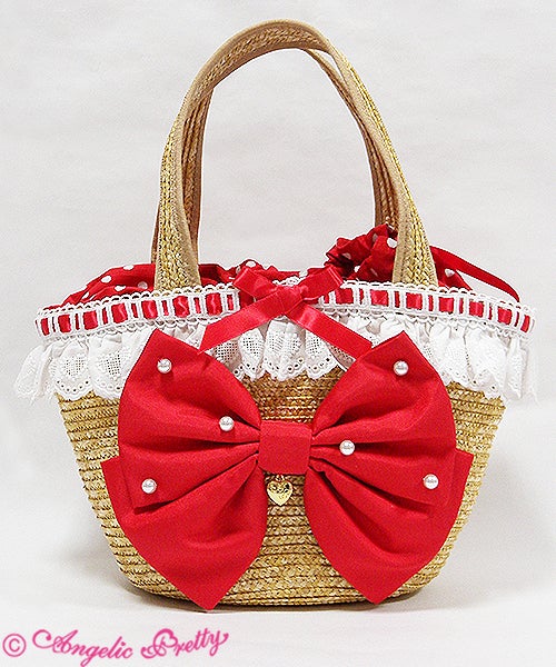 Lovely Dot Straw Bag by Angelic Pretty