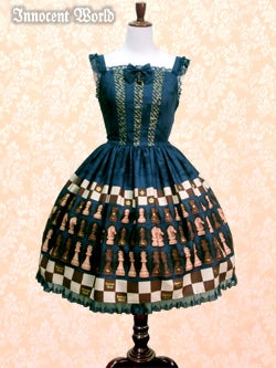 イノセントワールド チョコチェス柄JSK Chocolate Chess Shoulder Lace JSK by Innocent World
