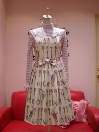 Spoon and Fork Print Waist Ribbon JSK by Emily Temple Cute