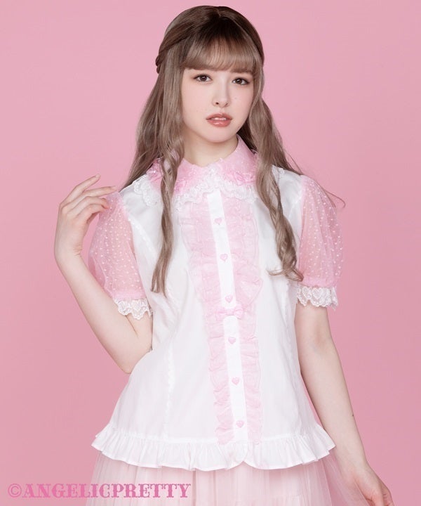 Heart Tulle Frill Blouse by Angelic Pretty
