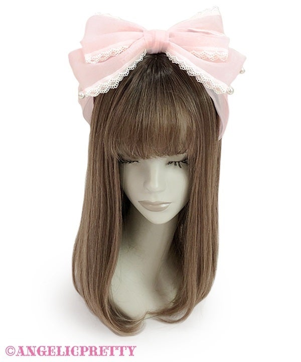 Angelic Pretty Heart カチューシャ(無地) サックス Heart Patch Organdy Ribbon Head Bow by Angelic Pretty