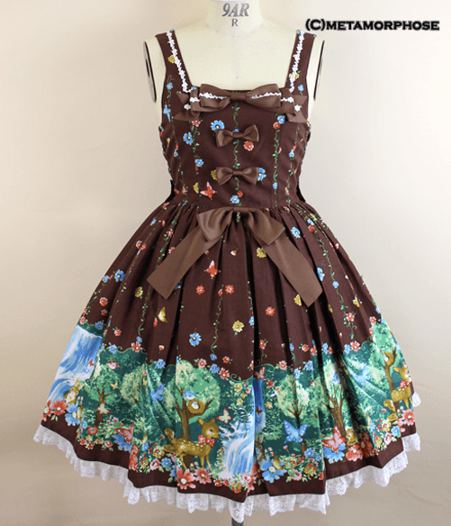 Lovely Forest Ribbon Shirred JSK (Mini-Length) by Metamorphose