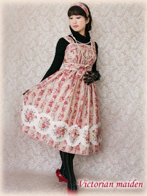 Rose Bouquet Stripe JSK by Victorian Maiden