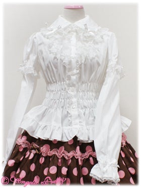Ribbon-chan Shirring Blouse with Detachable Sleeves by Angelic Pretty