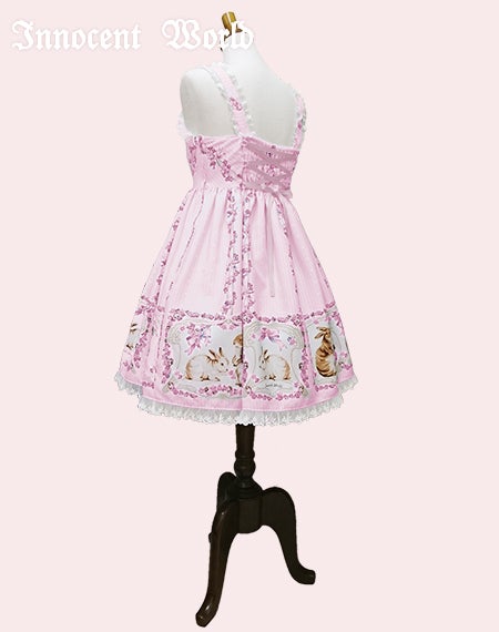 White and Brown Rabbit High Waist JSK by Innocent World