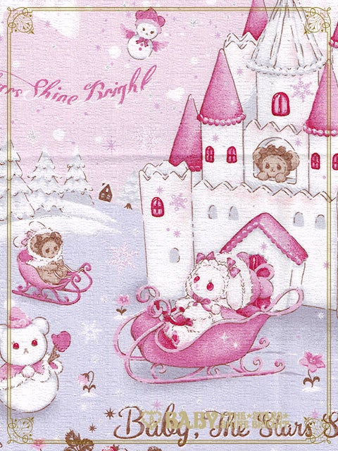 ベイビーザスターズシャインブライトくまくみゃ雪の王国柄ジャンパースカート ピンク Kumya's Snowy Kingdom Kumya JSK by Baby, the Stars Shine Bright