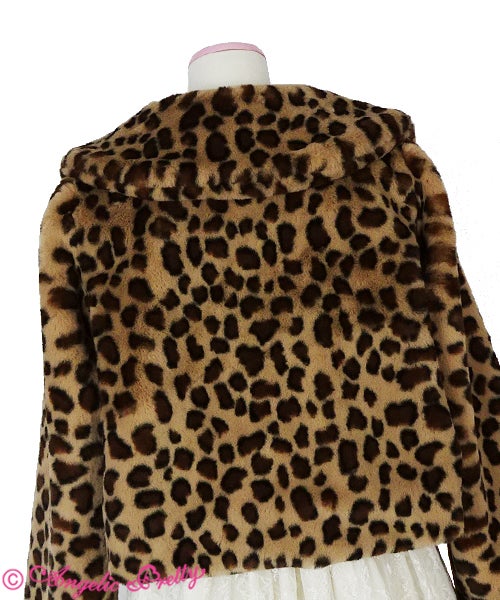 Lady Leopard Fur Short Coat by Angelic Pretty
