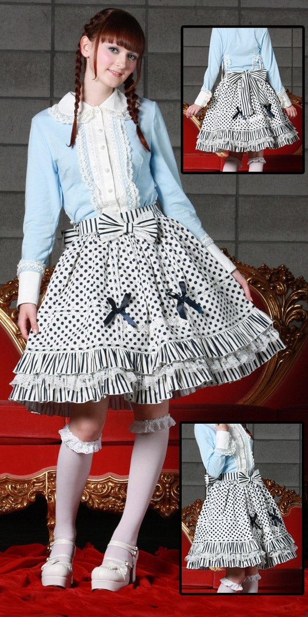 Polka Dot Ladder Lace Skirt (g1281-g1283) by Bodyline