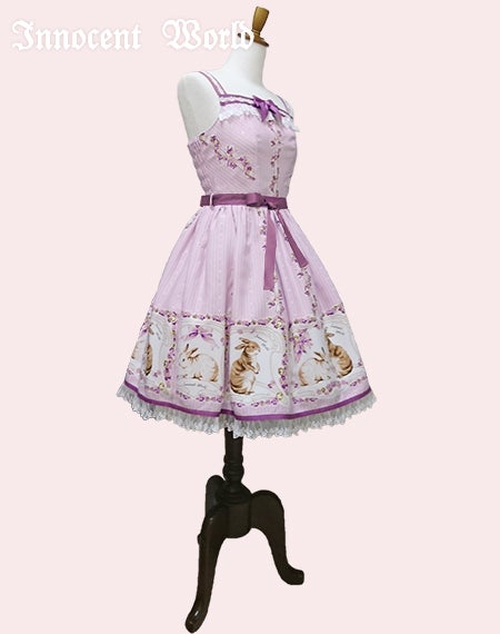 White and Brown Rabbit Ribbon Waist JSK by Innocent World