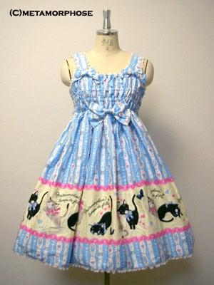 Cat Print Shirring JSK by Metamorphose Temps de Fille