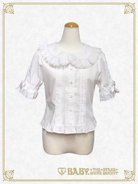 BABY, THE STARS SHINE BRIGHT　半袖ブラウス　白 Cherry Lace Short Sleeve Blouse by Baby, the Stars Shine Bright