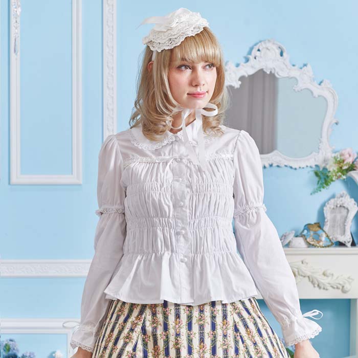 Shirring Lace Blouse (L631) by Bodyline