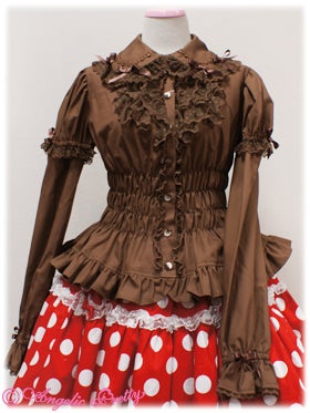 Ribbon-chan Shirring Blouse with Detachable Sleeves by Angelic Pretty