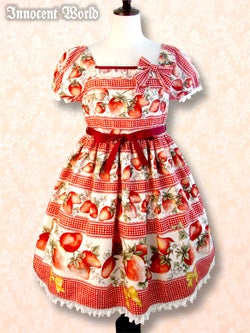 ワンピース Strawberry Gingham Pretty Cute OP Strawberry Gingham OP by Innocent World